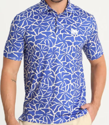 Blue Tropic Bloom Polo (Slim Fit)